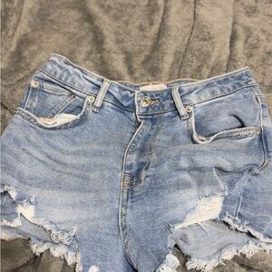 Krush Light Blue Distressed Jean Shorts